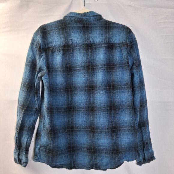 RVCA Vesuvio Men's Cotton Flannel Blue Black Plaid Size L - Picture 7 of 15